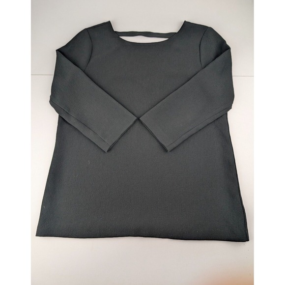 Theory Women's Relaxed Fit Medium Blouse Black Back Cut Out Long Mid Sleeve - Picture 1 of 11